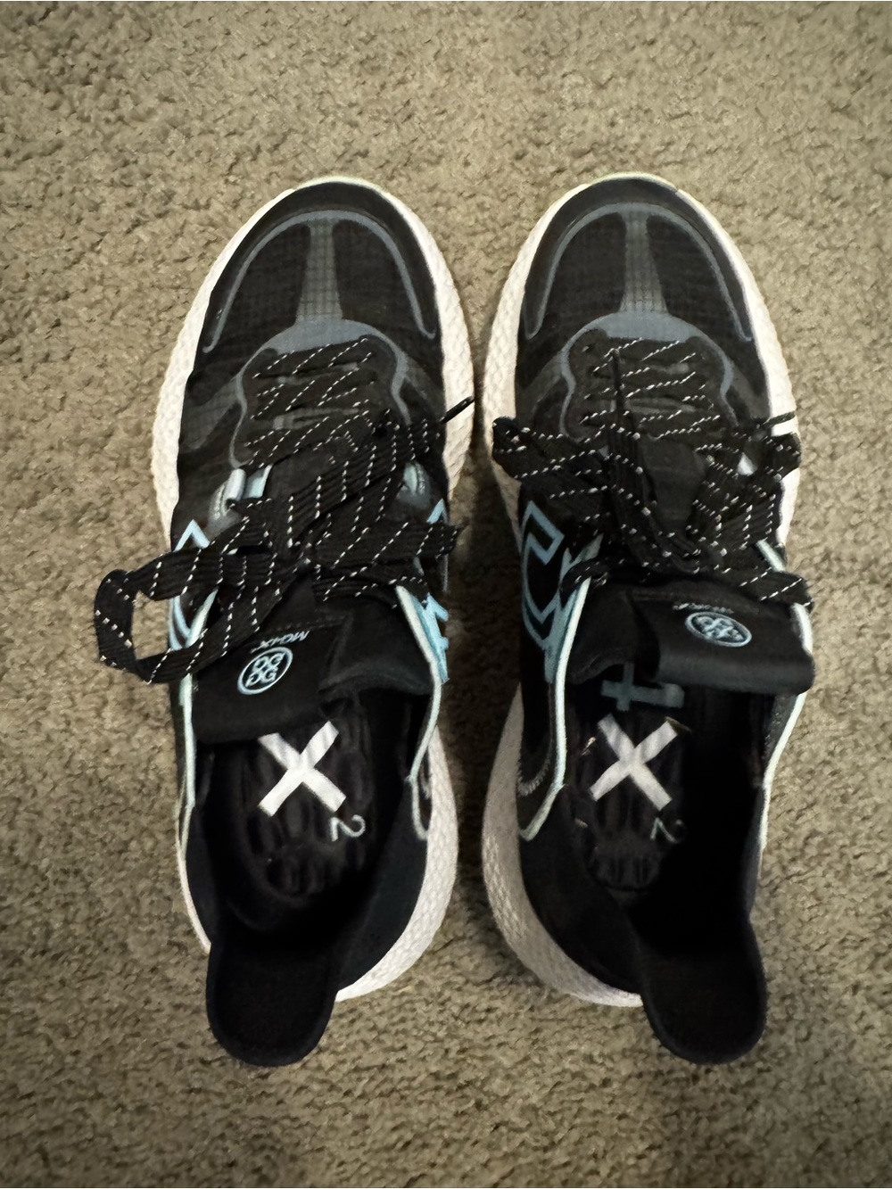 G/FORE Women's Black and White Athletic Sneakers with Light Blue Accents - Picture 2 of 5